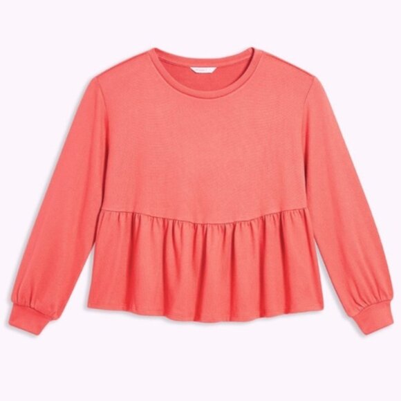 Joe Fresh x Jillian Harris Coral Mindy Long Sleeve Peplum Top Size Medium bin 2F - Picture 5 of 6